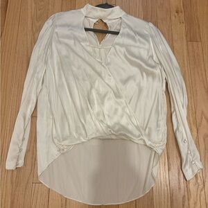 A.L.C. Cream Satin Wrap Blouse